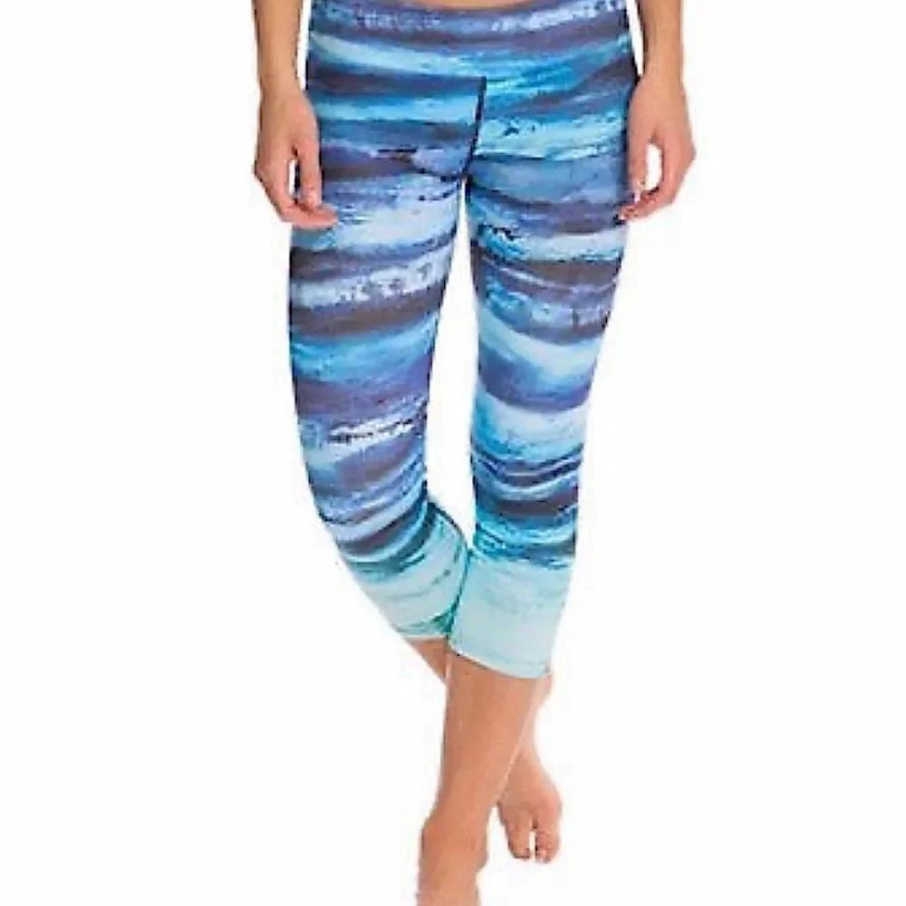 Prana WOMEN'S ROXANNE CAPRI leggings yoga pants 03405 blue wave-S